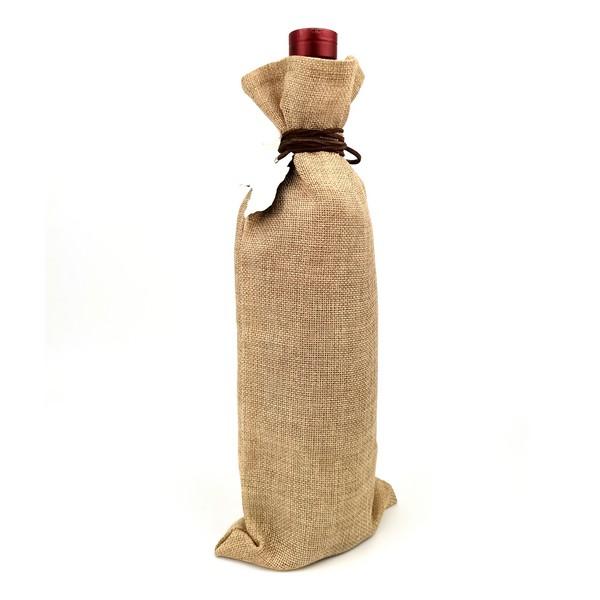  Linen Burlap Wine Bag with Leather string