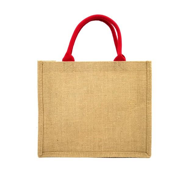 Burlap Tote Bag with Customed Color Handle