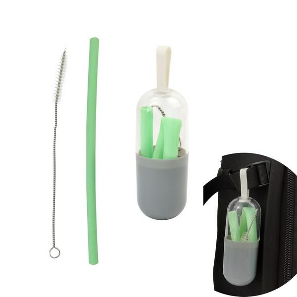 Reusable Silicone Straws With Brush & Carrying Case