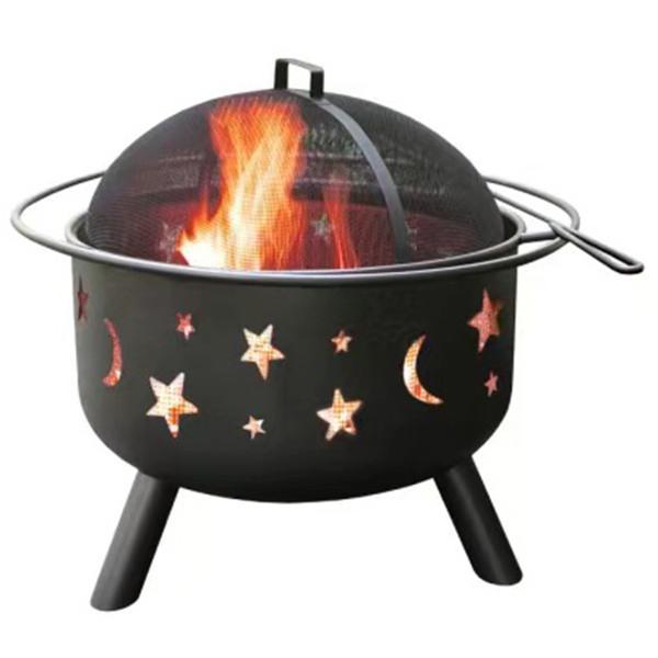 Stars and Moons Outdoor Wood Burning Fire Pit