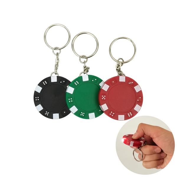 LED Light Up Poker Chip Keychains