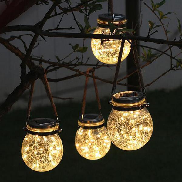 Crackled Glass Solar Powered Lanterns