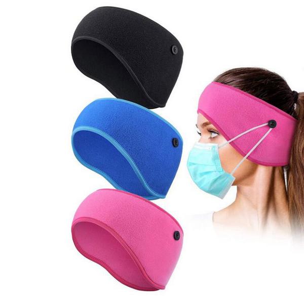 Winter Fleece Ear Warmers with Mask Buttons