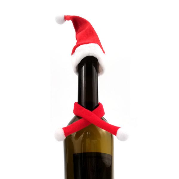 Mini Santa Hat & Scar Wine Bottle Topper