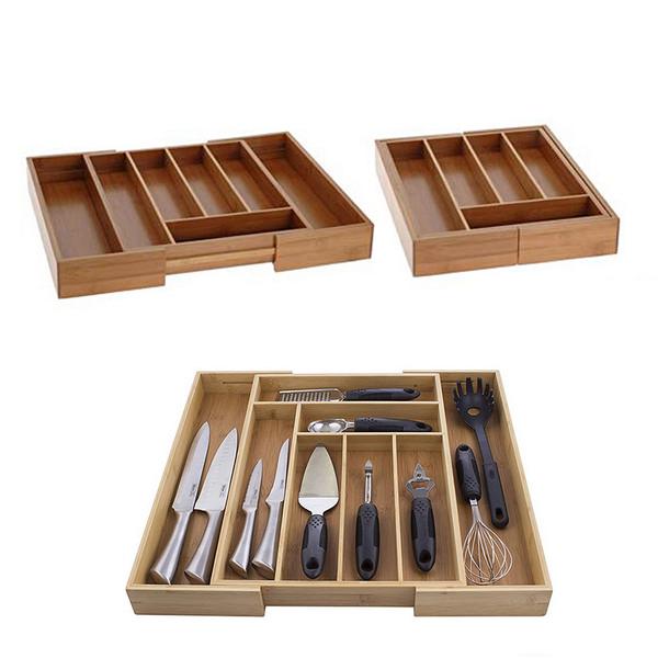 Bamboo Silverware Organizer