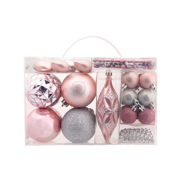 Festive Pink & Silver Christmas Tree Ornament Set